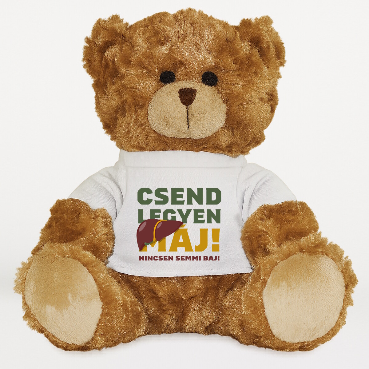 Plüssmaci egyedi pólóval