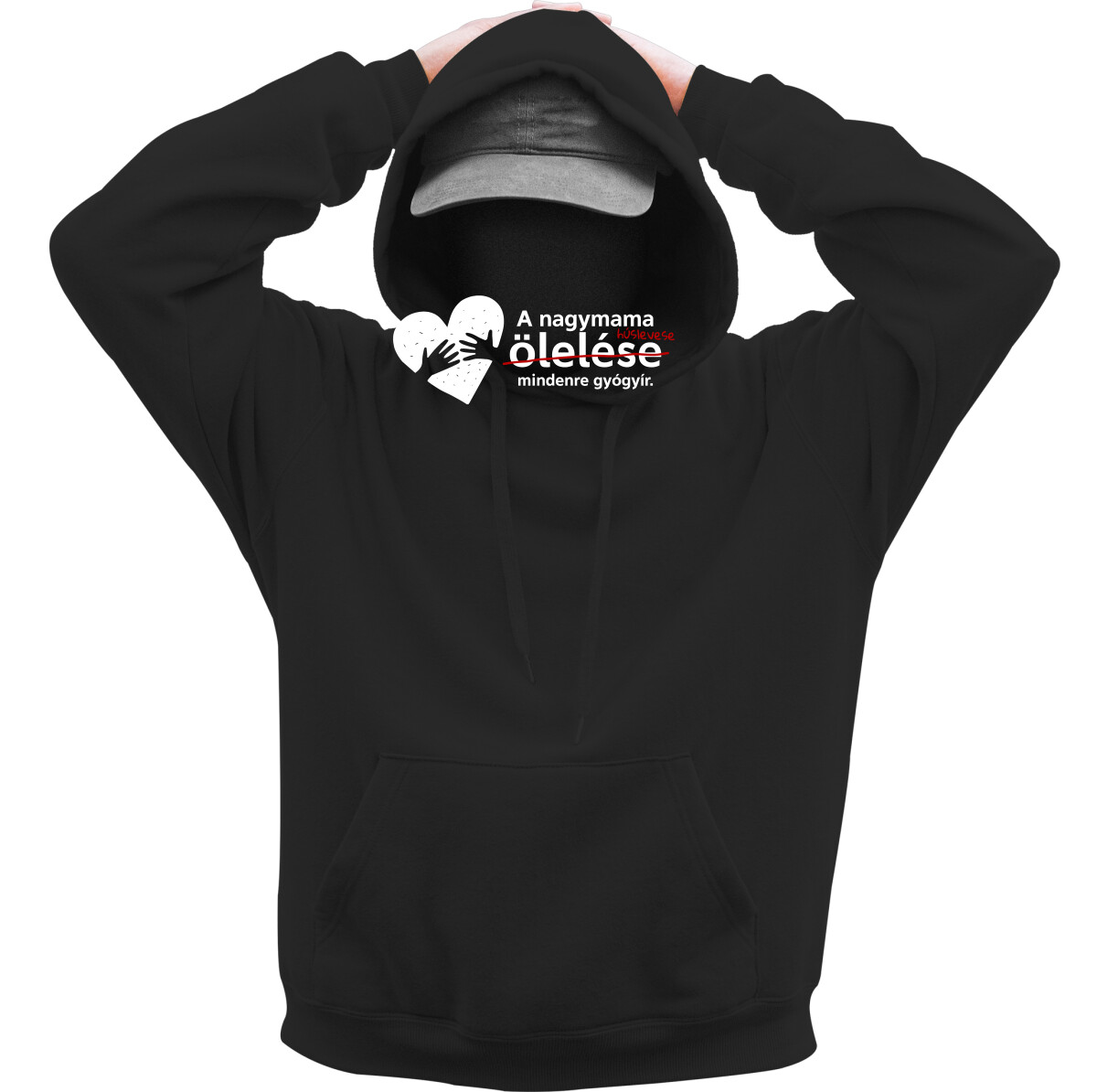 Kapucnis belebújós pulóver