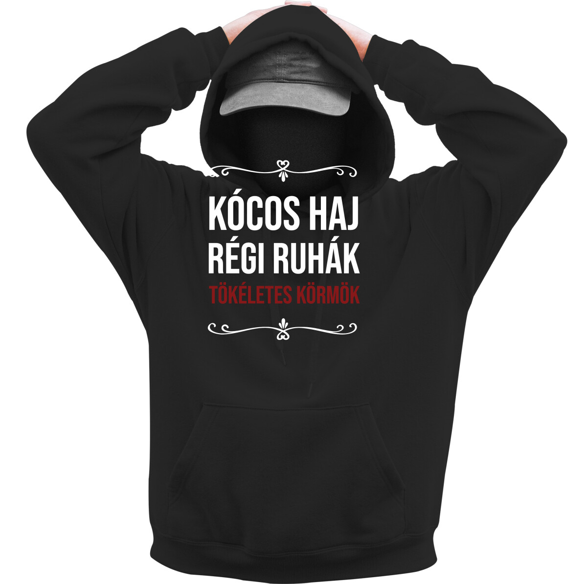 Kapucnis belebújós pulóver