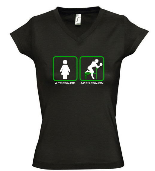Női V nyakú póló