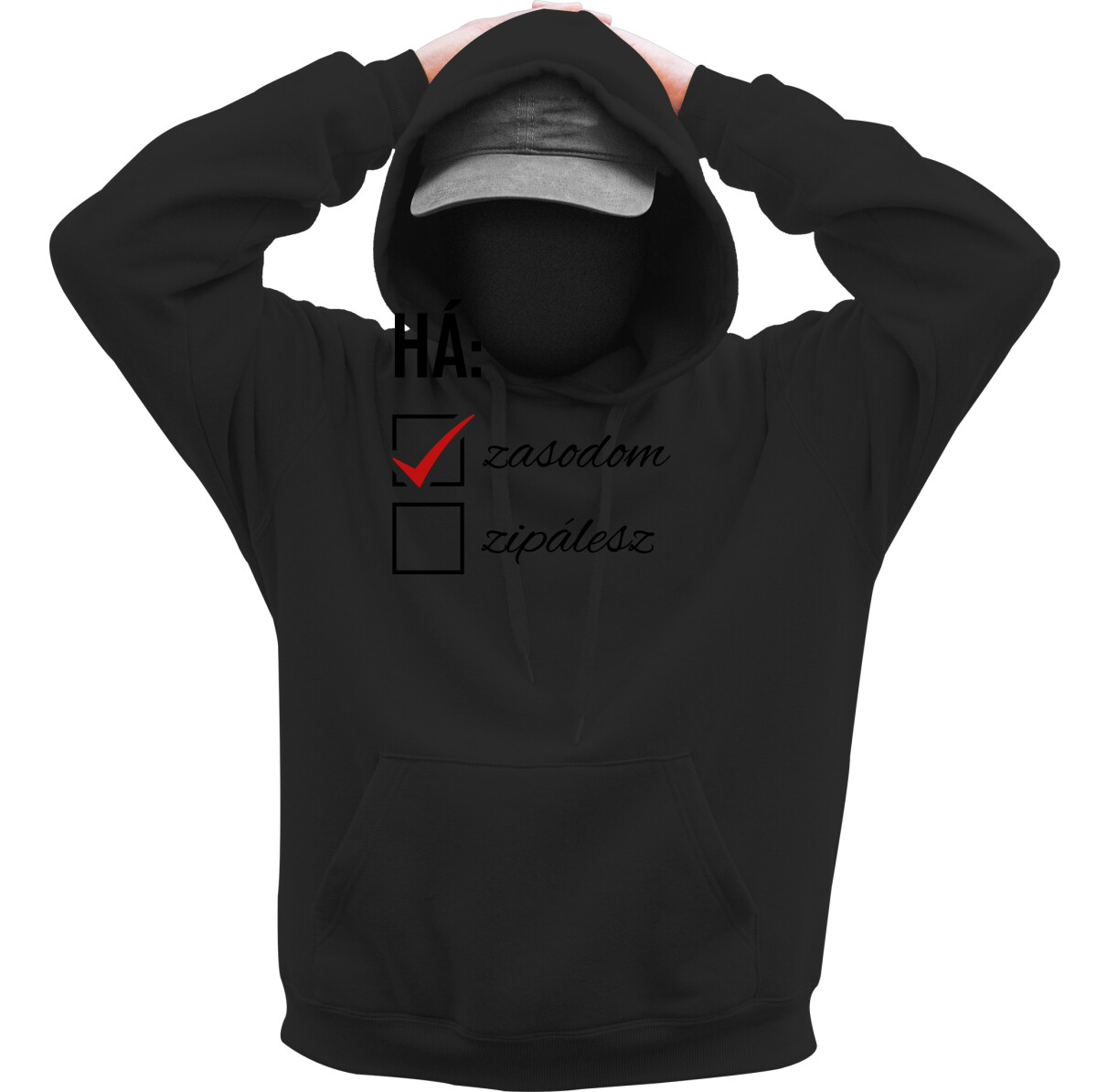 Kapucnis belebújós pulóver