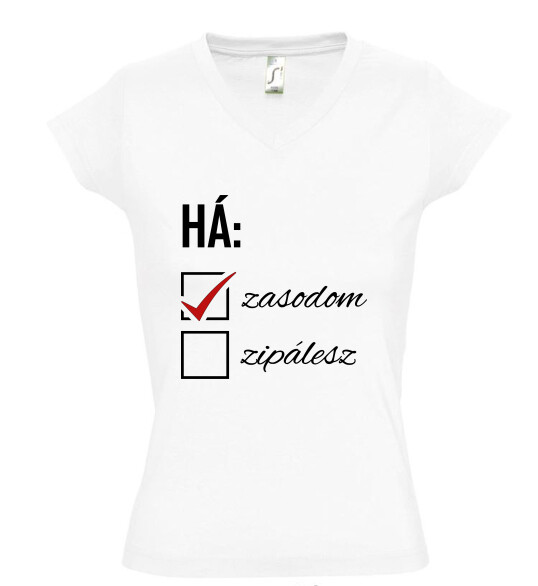 Női V nyakú póló