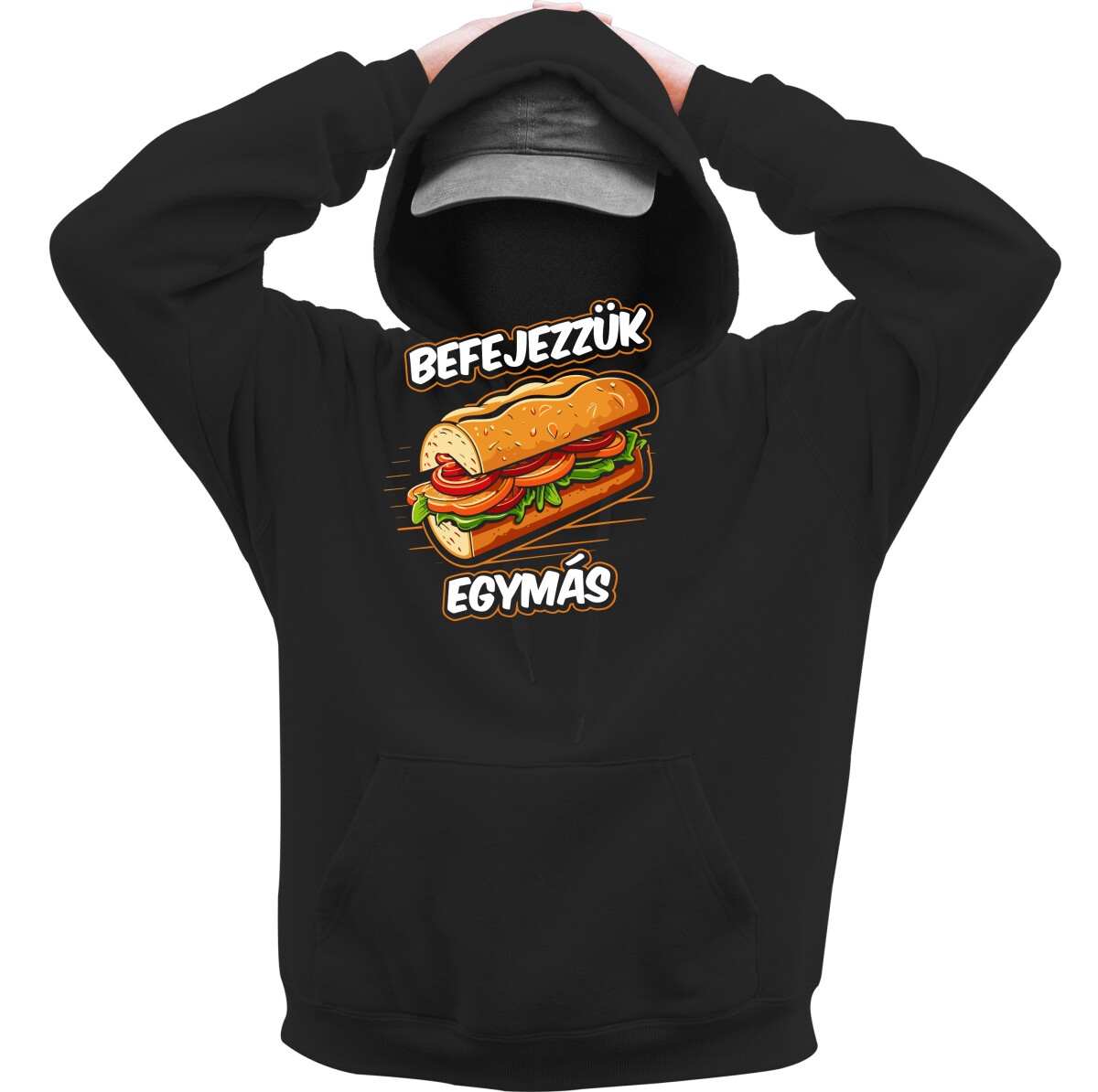 Kapucnis belebújós pulóver