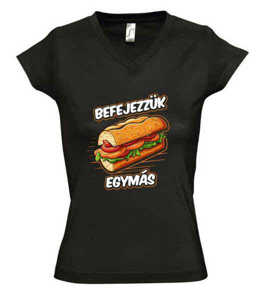 Női V nyakú póló