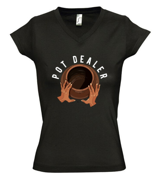 Női V nyakú póló