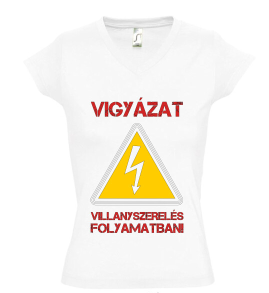 Női V nyakú póló