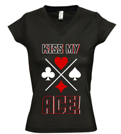 Női V nyakú póló