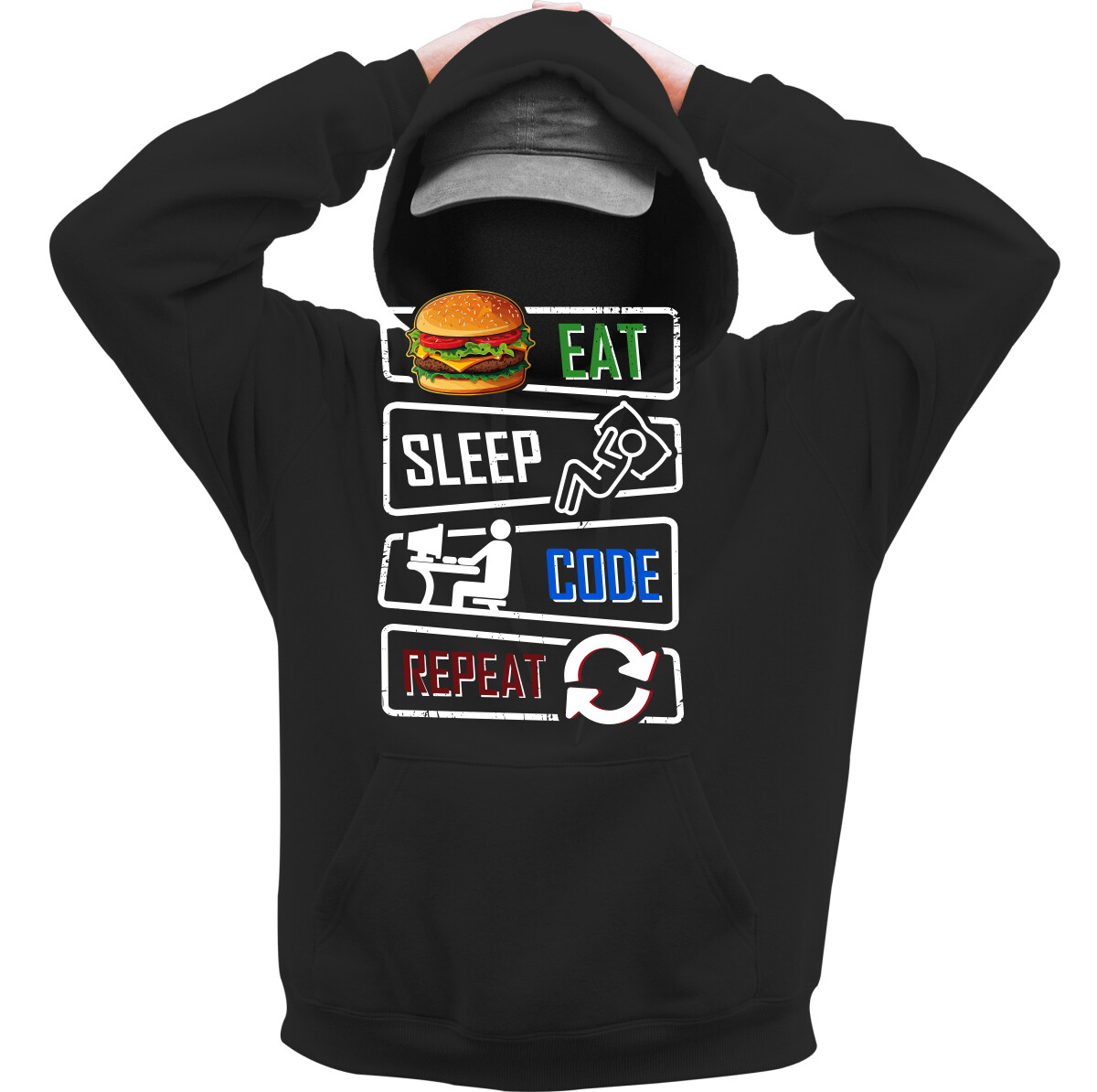 Kapucnis belebújós pulóver