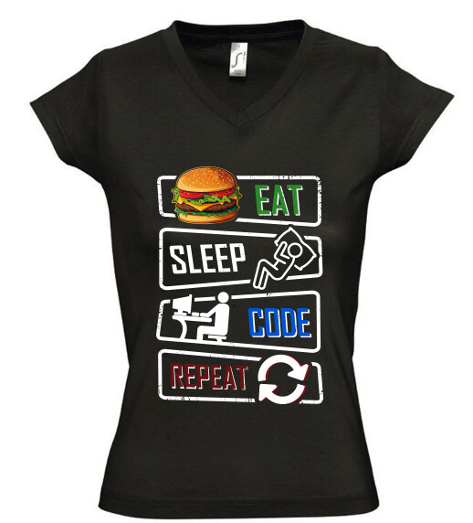 Női V nyakú póló