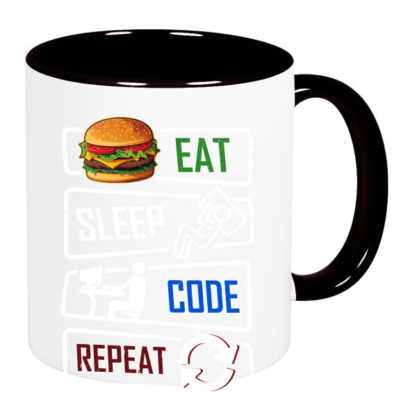 Színes fülű és belsejű bögre