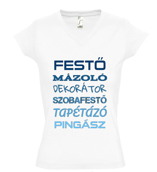 Női V nyakú póló