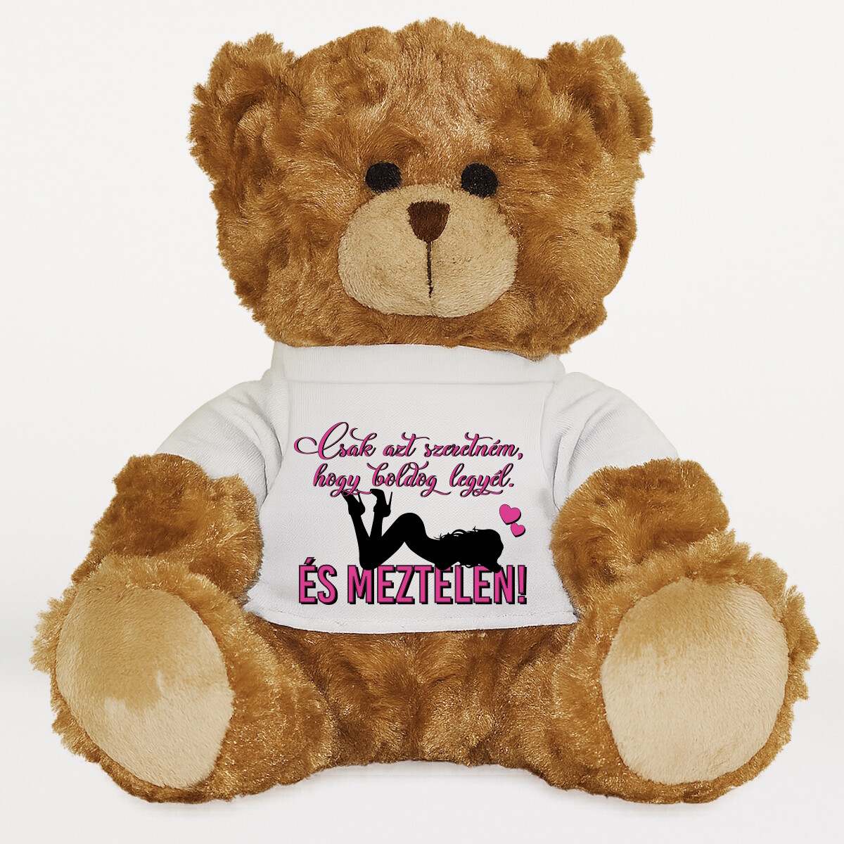 Plüssmaci egyedi pólóval