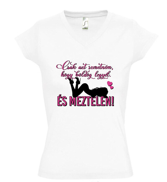 Női V nyakú póló