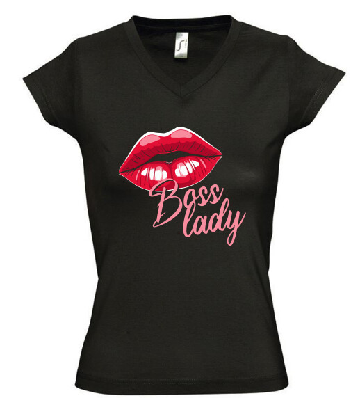 Női V nyakú póló