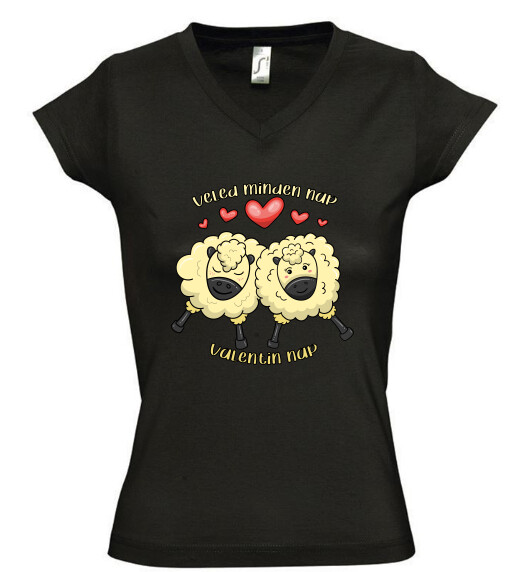 Női V nyakú póló