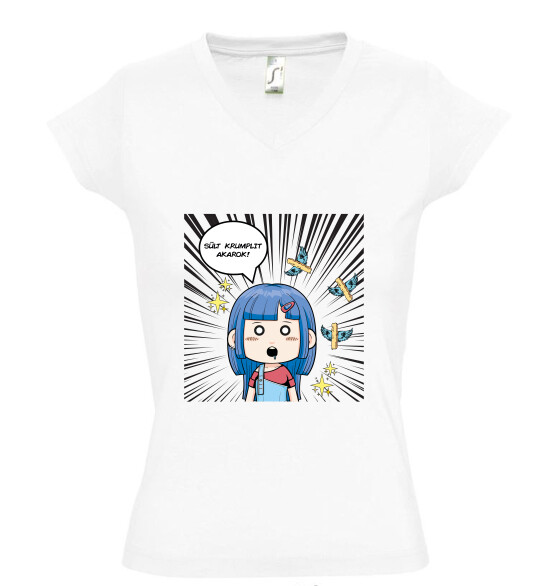 Női V nyakú póló