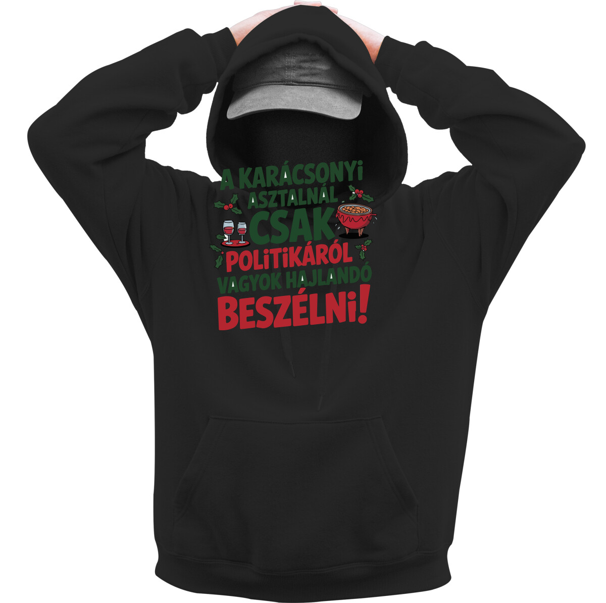 Kapucnis belebújós pulóver