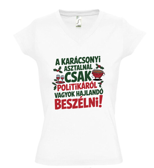 Női V nyakú póló