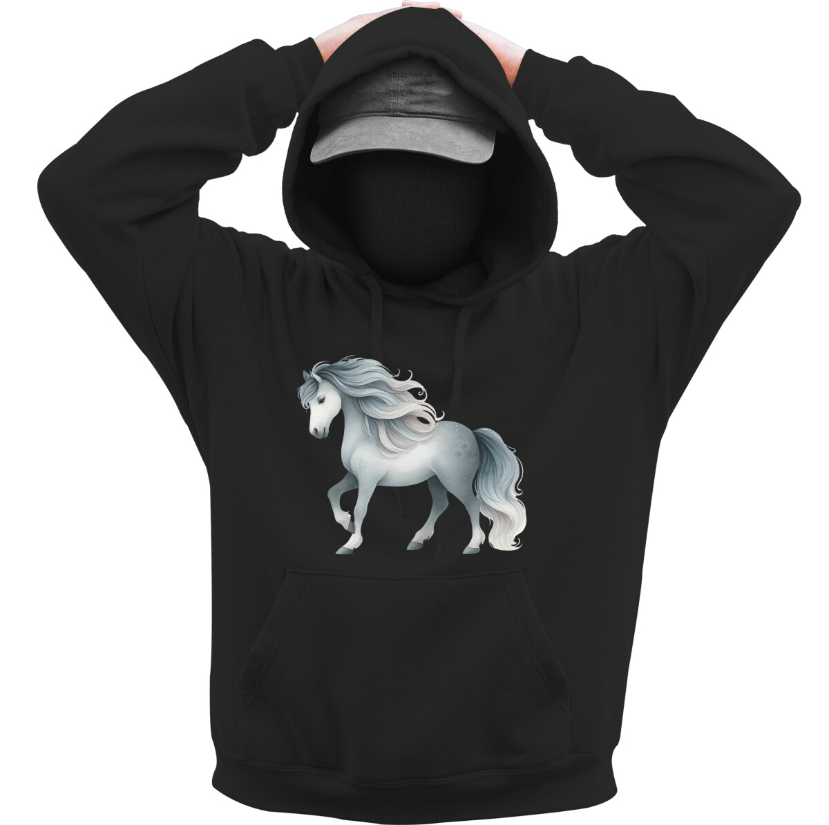 Kapucnis belebújós pulóver