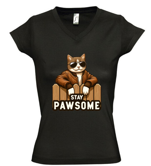 Női V nyakú póló