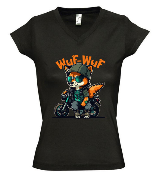 Női V nyakú póló