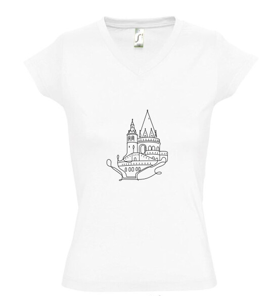 Női V nyakú póló