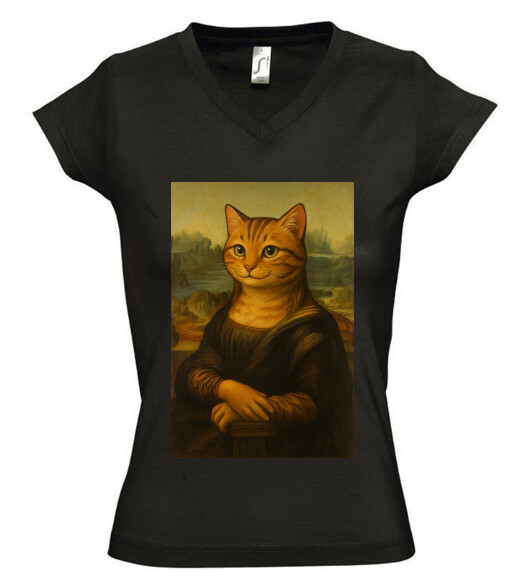 Női V nyakú póló