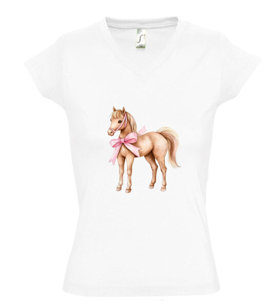 Női V nyakú póló