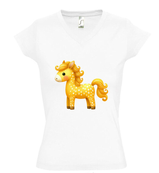 Női V nyakú póló