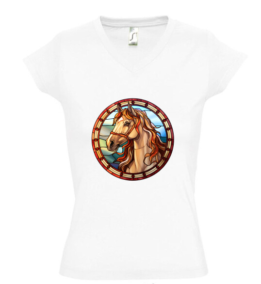 Női V nyakú póló