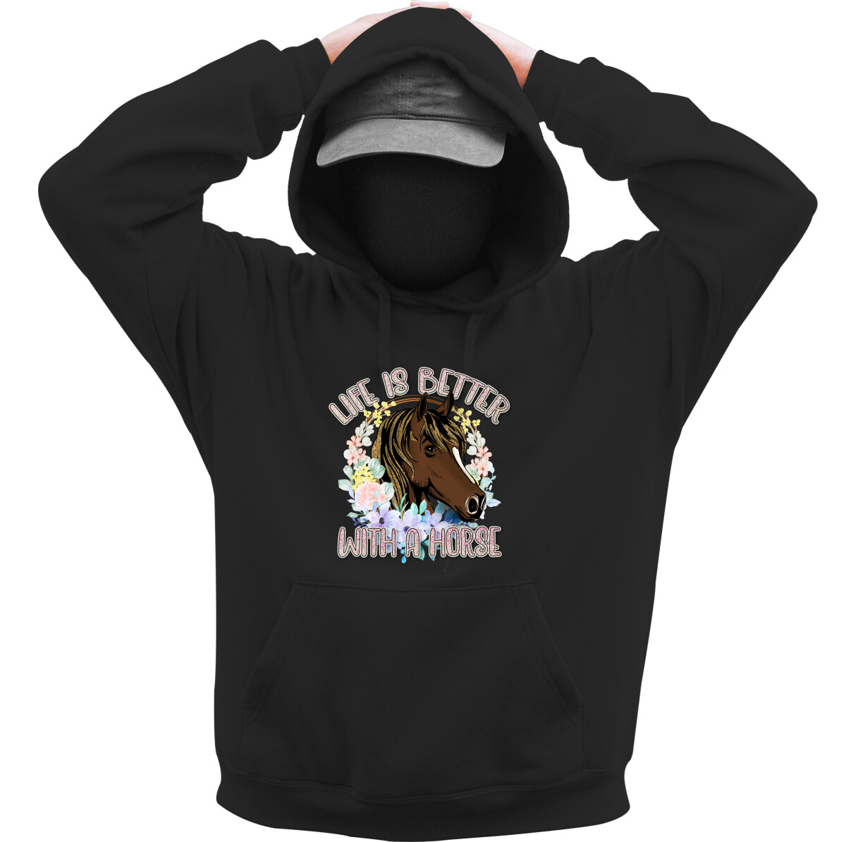 Kapucnis belebújós pulóver