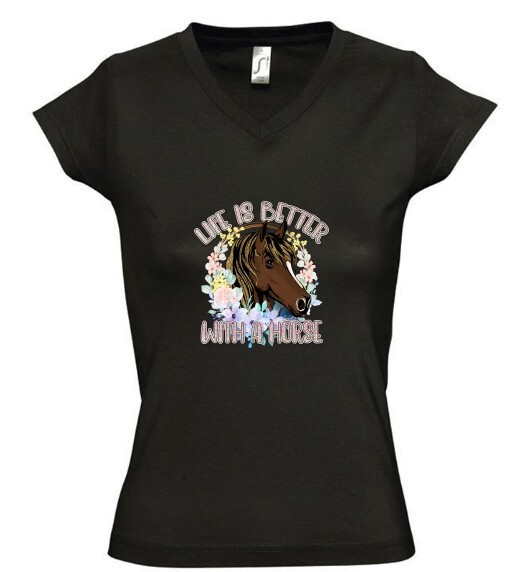 Női V nyakú póló