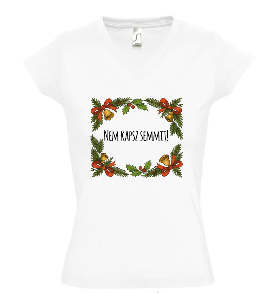 Női V nyakú póló