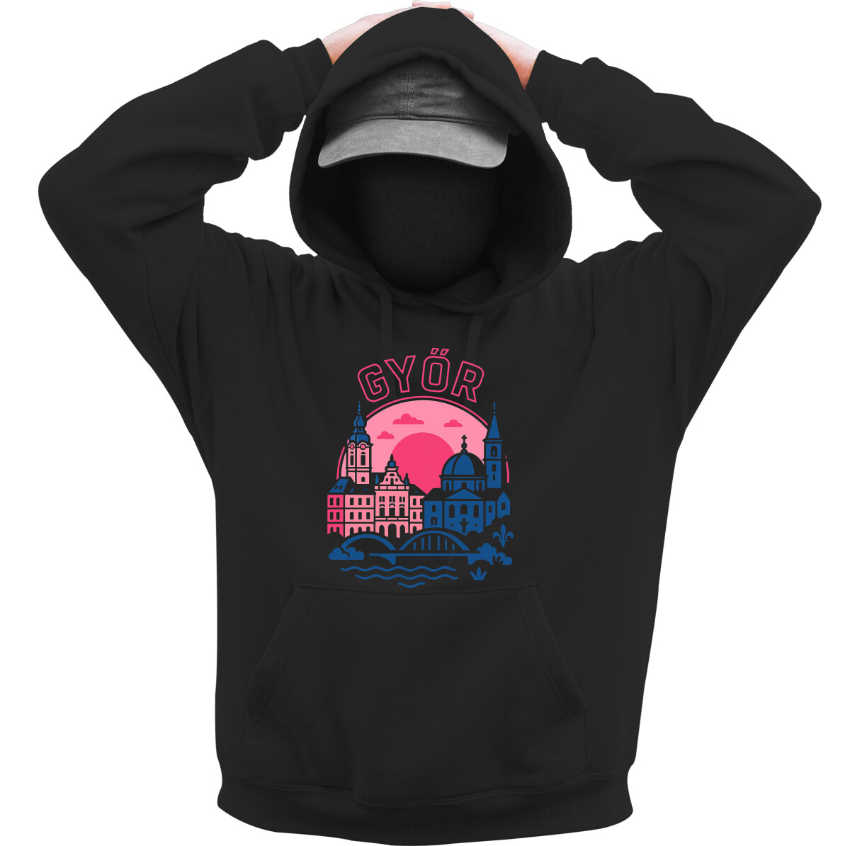 Kapucnis belebújós pulóver