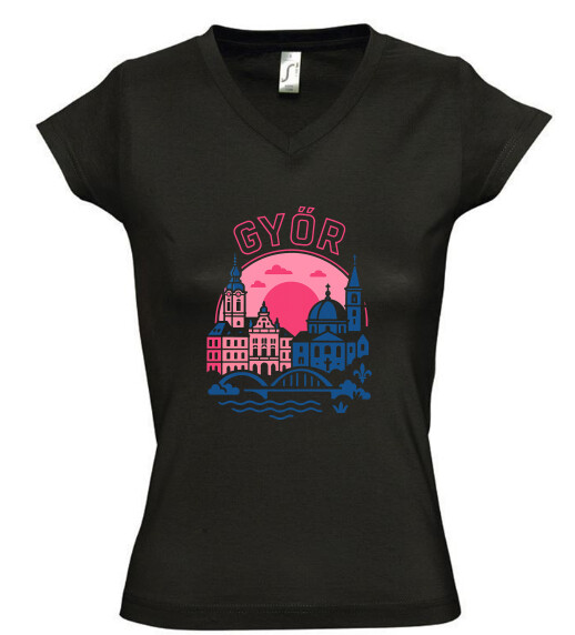 Női V nyakú póló