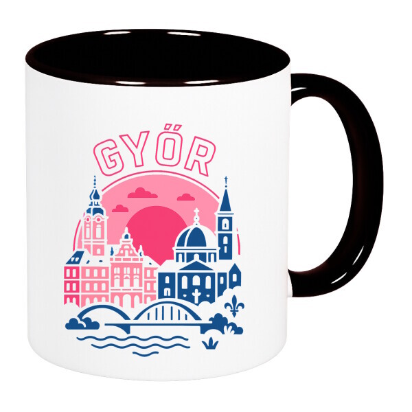 Színes fülű és belsejű bögre