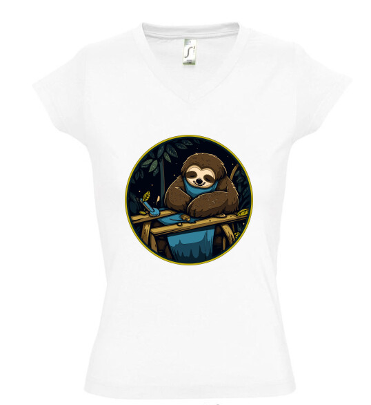 Női V nyakú póló