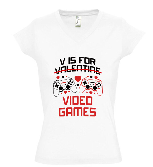 Női V nyakú póló