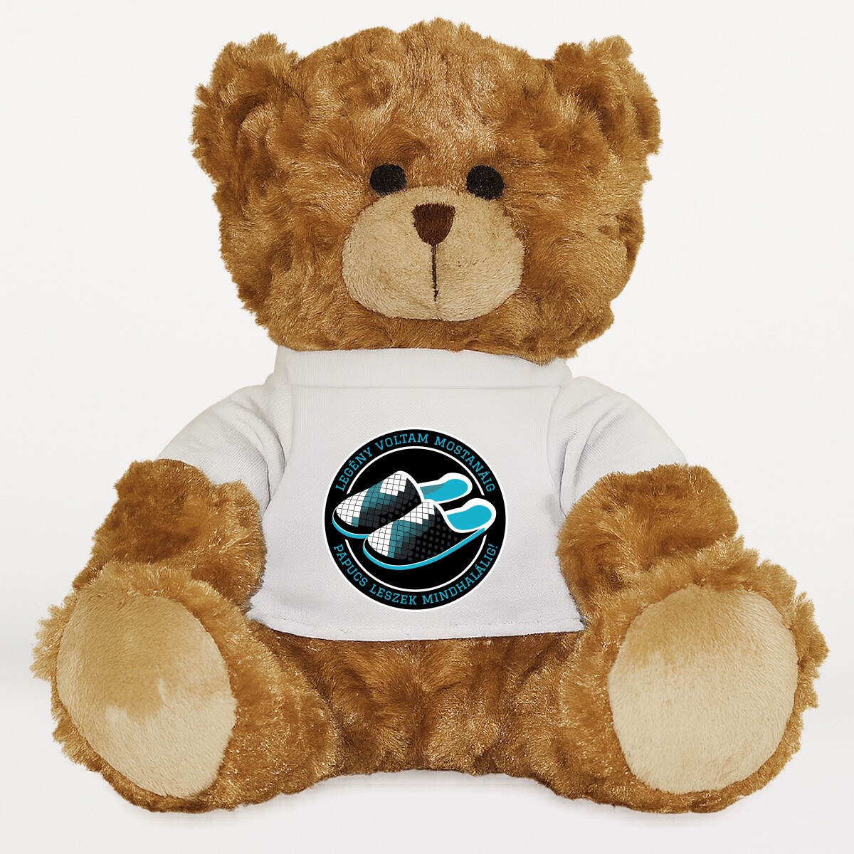 Plüssmaci egyedi pólóval