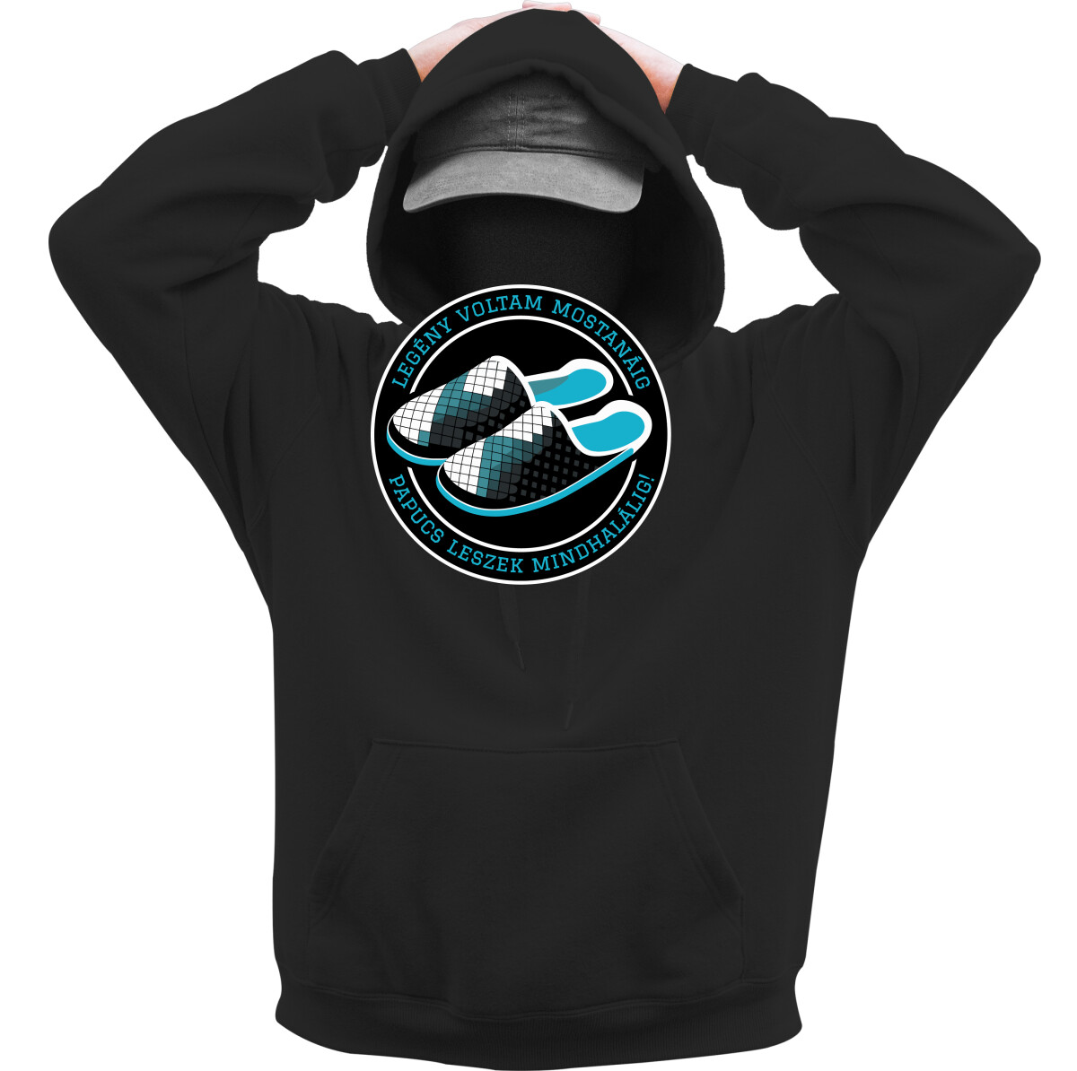 Kapucnis belebújós pulóver