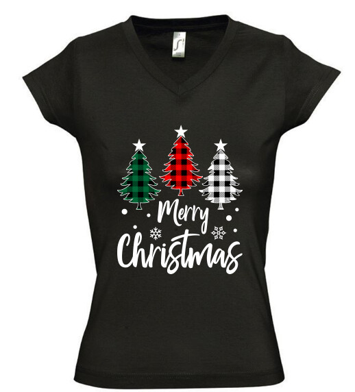 Női V nyakú póló