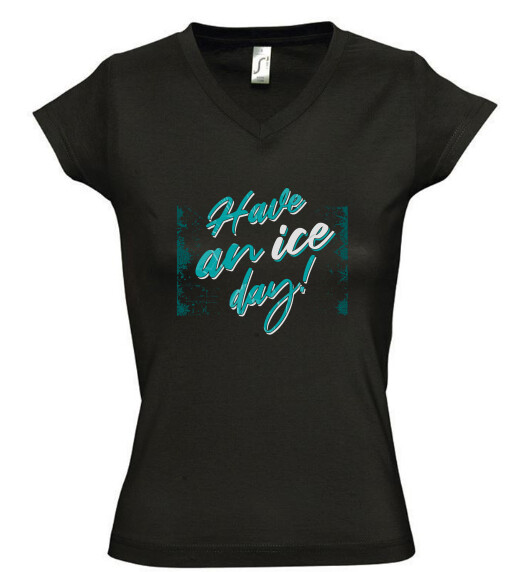 Női V nyakú póló