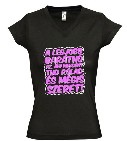 Női V nyakú póló