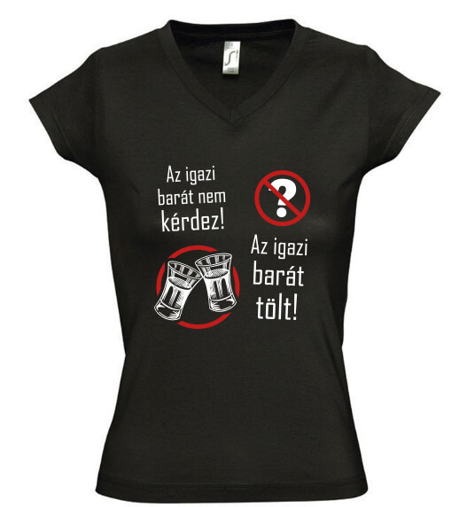 Női V nyakú póló