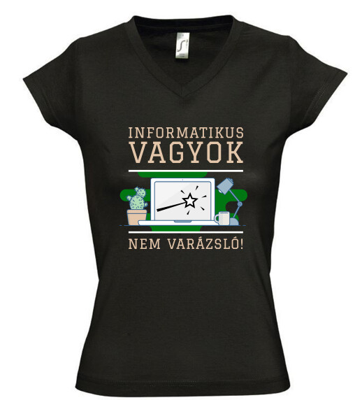 Női V nyakú póló