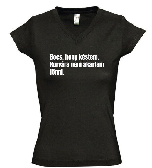 Női V nyakú póló