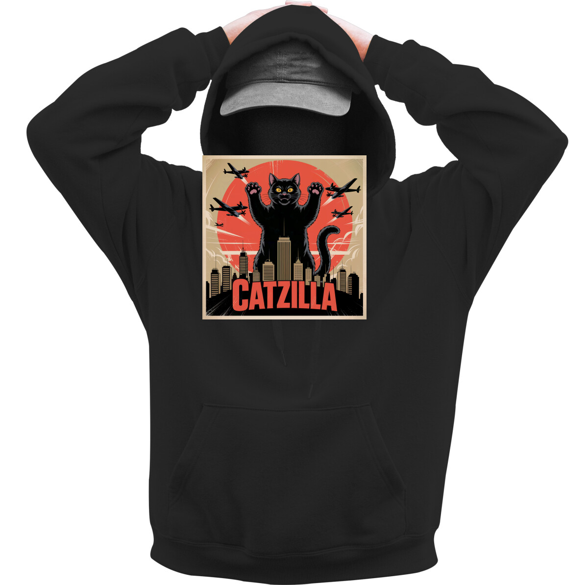 Kapucnis belebújós pulóver