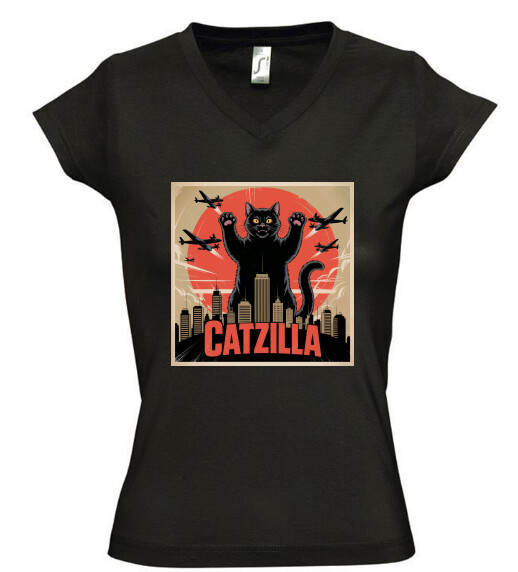 Női V nyakú póló