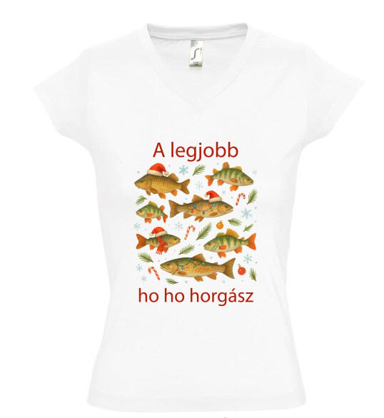 Női V nyakú póló