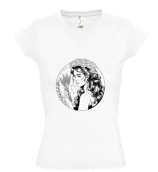 Női V nyakú póló